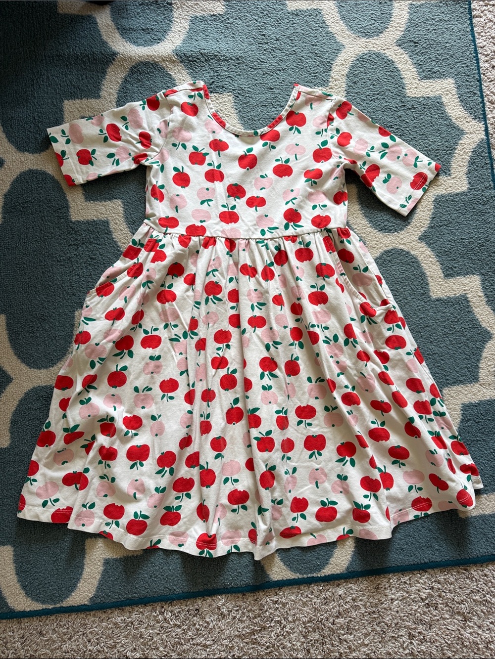 Hanna Andersson White Dress with Red Apple Print